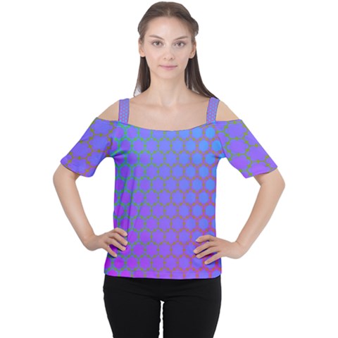 Hex Circle Points Vaporwave One Cutout Shoulder Tee by WetdryvacsLair