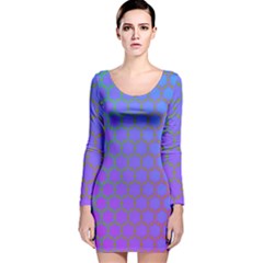 Hex Circle Points Vaporwave One Long Sleeve Velvet Bodycon Dress