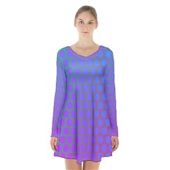 Hex Circle Points Vaporwave One Long Sleeve Velvet V-neck Dress by WetdryvacsLair