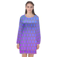 Hex Circle Points Vaporwave One Long Sleeve Chiffon Shift Dress  by WetdryvacsLair