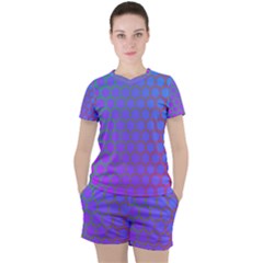 Hex Circle Points Vaporwave One Women s Tee And Shorts Set