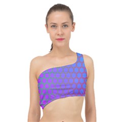 Hex Circle Points Vaporwave One Spliced Up Bikini Top 