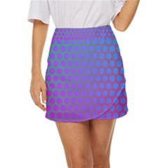 Hex Circle Points Vaporwave One Mini Front Wrap Skirt by WetdryvacsLair