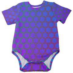 Hex Circle Points Vaporwave One Baby Short Sleeve Onesie Bodysuit by WetdryvacsLair