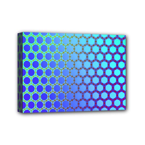 Hex Circle Points Vaporwave Three Mini Canvas 7  X 5  (stretched) by WetdryvacsLair