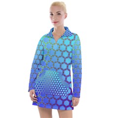 Hex Circle Points Vaporwave Three Women s Long Sleeve Casual Dress by WetdryvacsLair