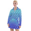 Hex Circle Points Vaporwave Three Women s Long Sleeve Casual Dress View1