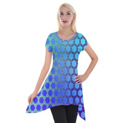 Hex Circle Points Vaporwave Three Short Sleeve Side Drop Tunic