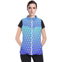 Hex Circle Points Vaporwave Three Women s Puffer Vest