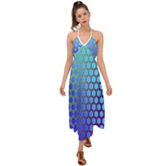 Hex Circle Points Vaporwave Three Halter Tie Back Dress  by WetdryvacsLair