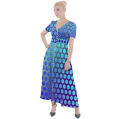 Hex Circle Points Vaporwave Three Button Up Short Sleeve Maxi Dress by WetdryvacsLair