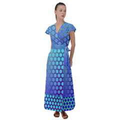 Hex Circle Points Vaporwave Three Flutter Sleeve Maxi Dress by WetdryvacsLair