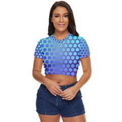 Hex Circle Points Vaporwave Three Side Button Cropped Tee by WetdryvacsLair