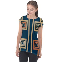 Abstract Pattern Geometric Backgrounds   Cap Sleeve High Low Top by Eskimos