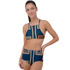 Abstract Pattern Geometric Backgrounds   High Waist Tankini Set by Eskimos