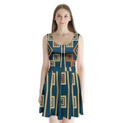 Abstract Pattern Geometric Backgrounds   Split Back Mini Dress  by Eskimos