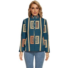 Abstract Pattern Geometric Backgrounds   Women s Puffer Bubble Jacket Coat by Eskimos