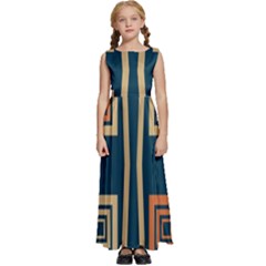 Abstract Pattern Geometric Backgrounds   Kids  Satin Sleeveless Maxi Dress