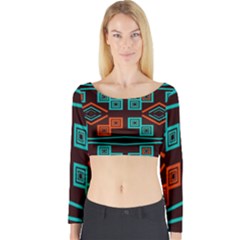 Abstract Pattern Geometric Backgrounds   Long Sleeve Crop Top by Eskimos