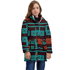 Abstract Pattern Geometric Backgrounds   Kid s Hooded Longline Puffer Jacket by Eskimos