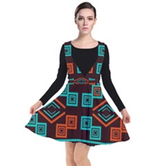 Abstract Pattern Geometric Backgrounds   Plunge Pinafore Dress by Eskimos