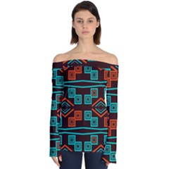 Abstract Pattern Geometric Backgrounds   Off Shoulder Long Sleeve Top by Eskimos