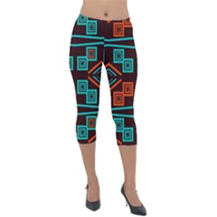 Abstract Pattern Geometric Backgrounds   Lightweight Velour Capri Leggings  by Eskimos