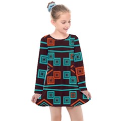 Abstract Pattern Geometric Backgrounds   Kids  Long Sleeve Dress