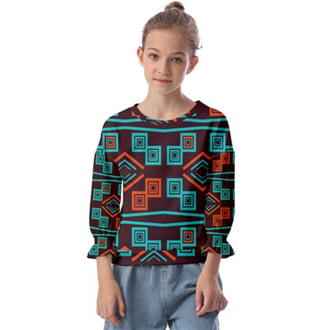 Abstract Pattern Geometric Backgrounds   Kids  Cuff Sleeve Top by Eskimos