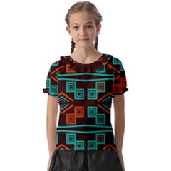 Abstract Pattern Geometric Backgrounds   Kids  Frill Chiffon Blouse by Eskimos