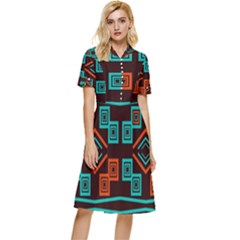 Abstract Pattern Geometric Backgrounds   Button Top Knee Length Dress by Eskimos