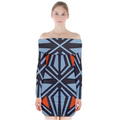 Abstract Geometric Design    Long Sleeve Off Shoulder Dress by Eskimos