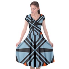 Abstract Geometric Design    Cap Sleeve Wrap Front Dress by Eskimos