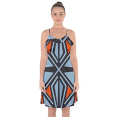 Abstract Geometric Design    Ruffle Detail Chiffon Dress by Eskimos