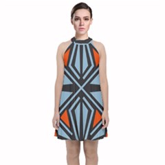 Abstract Geometric Design    Velvet Halter Neckline Dress  by Eskimos