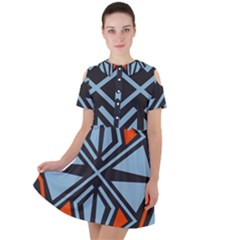 Abstract Geometric Design    Short Sleeve Shoulder Cut Out Dress  by Eskimos