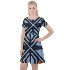 Abstract Geometric Design    Cap Sleeve Velour Dress  by Eskimos