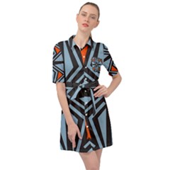 Abstract Geometric Design    Belted Shirt Dress by Eskimos