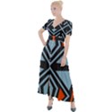 Abstract geometric design    Button Up Short Sleeve Maxi Dress View1