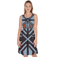 Abstract Geometric Design    Knee Length Skater Dress With Pockets by Eskimos