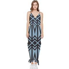 Abstract Geometric Design    Sleeveless Tie Ankle Chiffon Jumpsuit by Eskimos