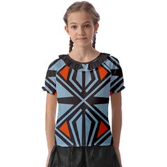 Abstract Geometric Design    Kids  Frill Chiffon Blouse by Eskimos