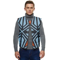 Abstract Geometric Design    Men s Short Button Up Puffer Vest	 by Eskimos