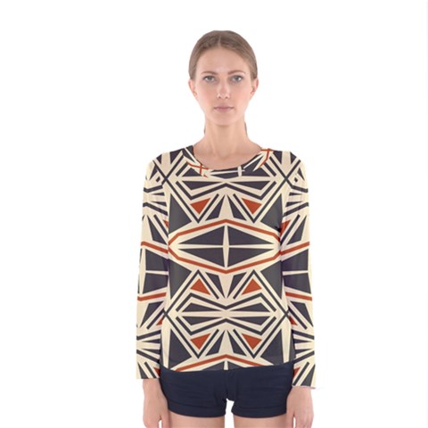 Abstract Geometric Design    Women s Long Sleeve Tee by Eskimos