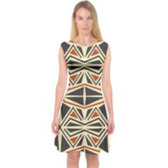 Abstract Geometric Design    Capsleeve Midi Dress by Eskimos