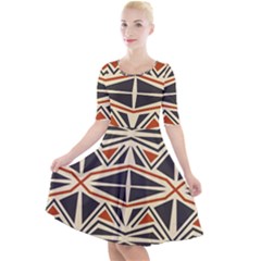 Abstract Geometric Design    Quarter Sleeve A-line Dress by Eskimos