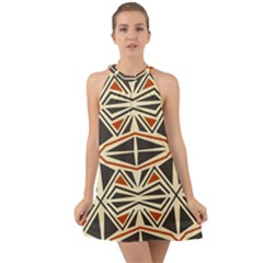 Abstract Geometric Design    Halter Tie Back Chiffon Dress by Eskimos