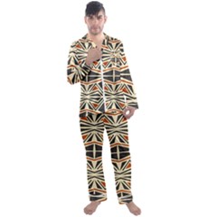 Abstract Geometric Design    Men s Long Sleeve Satin Pajamas Set by Eskimos