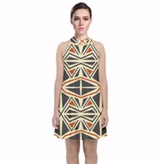 Abstract Geometric Design    Velvet Halter Neckline Dress  by Eskimos