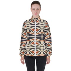 Abstract Geometric Design    Women s High Neck Windbreaker by Eskimos